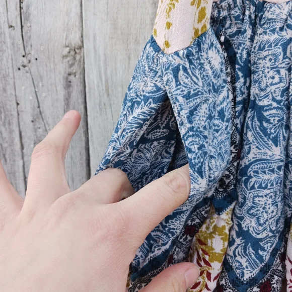 Free People Womens Sz XS Portobello Road Mini Dress Mix Print Cold Shoulder - Picture 4 of 7